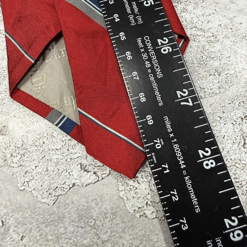 Christian Dior Silk Tie Mens One Size Red Striped Made In‎ Italy Necktie